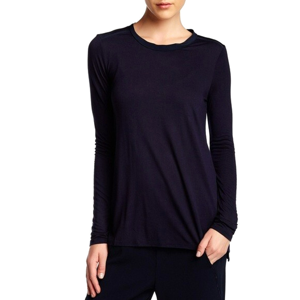 Vince Rayon Silk Top Size Medium Navy Blue lightweight Long Sleeves Minimalist